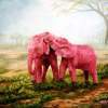 Pink Elephants - Oil Paintings - By Laura Curtin, Wildlife Art Painting Artist