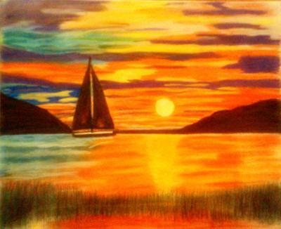 Pastels - Sunset On The Water - Soft Pastel