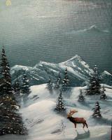 Wildlife - A Cold Montana Night - Oils