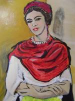 Woman - Frida Kahlo In Thought - Oil On Canvis Original