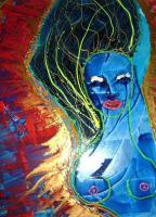Woman - Aqua Marine - Oil And Plastic On Canvas