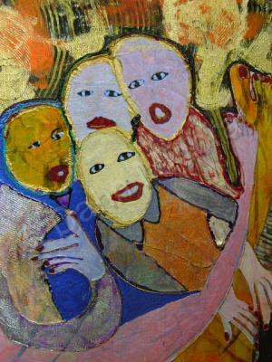 Woman - Good Friends - Oil And Plastic On Canvas