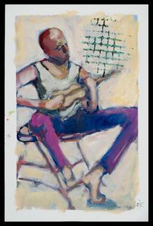 Figurative - The Guitar Player - Acrylic On Paper