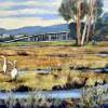 Marshes At Pt Isabel Looking Towards I-80 - Acrylic Paintings - By Juliet Mevi, Impressionism Painting Artist