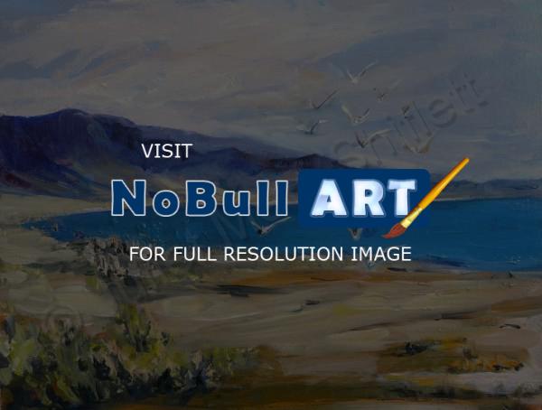 California Paintings - Seagulls At Mono Lake - Oil