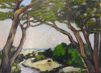 View From Asilomar - Acrylic On Paper Paintings - By Juliet Mevi, Impressionism Painting Artist