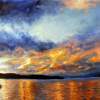 Sunset Over Skidoo Bay - Oil Paintings - By James Corwin, Atmospheric Painting Artist
