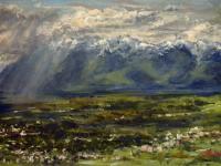 Rain On The Valley Floor - Oil Paintings - By James Corwin, Atmospheric Painting Artist