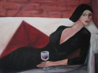 Girls Night In - Lola - Acrylic Paintings - By Martini Jones, Mj Painting Artist