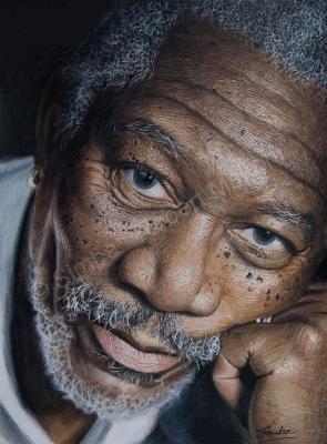 Portraiture - Mr Freeman - Water Color Pastel Pencils