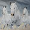 Three Horses - Oil On Canvas Paintings - By Aubin De Jongh, Reallism Painting Artist