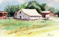 Barn - Aiken Minnesota - Watercolor Paintings - By Dave Barazsu, Realisic Painting Artist