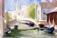 Boats On Canal - Venice Italy - Watercolor Paintings - By Dave Barazsu, Realisic Painting Artist