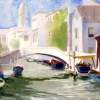 Boats On Canal - Venice Italy - Watercolor Paintings - By Dave Barazsu, Realisic Painting Artist
