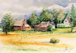 Landscape - Dam Lake House - Dam Lake Minnesota - Watercolor