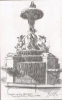 Pencil Drawing - Fountain De Alcachofa - Madrid Spain - Pencil Drawing