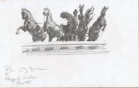 Horse Statue Atop Plaza De Giustizia - Rome Italy - Pencil Drawing Drawings - By Dave Barazsu, Realisic Drawing Artist