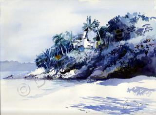 Landscape - House At Beach - Puerto Vallarta Mexico - Watercolor