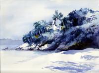 House At Beach - Puerto Vallarta Mexico - Watercolor Paintings - By Dave Barazsu, Realisic Painting Artist