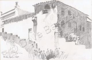 Landscape - Inn - Ronda Spain - Pencil Drawing