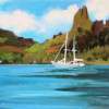 Sailboat On Cooks Bay - Moorea French Polynesia - Oil Painting Paintings - By Dave Barazsu, Realisic Painting Artist