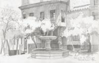 Landscape - Plaza De Alianza - Seville Spain - Pencil Drawing