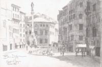 Landscape - Piazza De Spagna - Rome Italy - Pencil Drawing