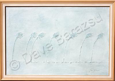 Landscape - Seven Palm Trees Leaning - Acrylic And Plaster On Canvas