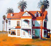 House With Palms - Acrylic On Canvas Paintings - By Dave Barazsu, Impressionism Painting Artist