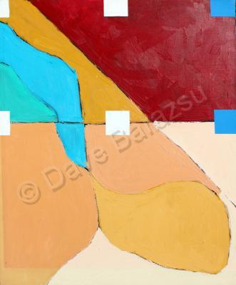 Abstract - Four White Two Blue Squares - Acrylic On Canvas