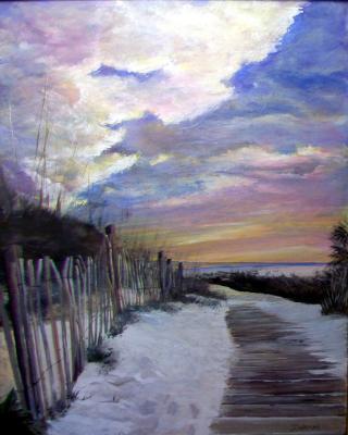 Landscapes  Seascapes - Sunset At Dauphin Island - Acrylic On Board