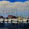 Boats In The Harbor - Acrylic On Canvas Paintings - By Deborah Boak, Realism Painting Artist
