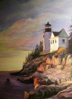 Landscapes  Seascapes - Bass Harbour Lighthouse - Acrylic On Canvas
