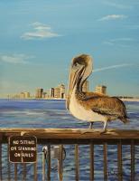 Pelican On The Pier - Acrylic On Board Paintings - By Deborah Boak, Original Paintings Painting Artist
