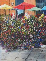 Flowers - Sidewalk Cafe - Acrylic On Board