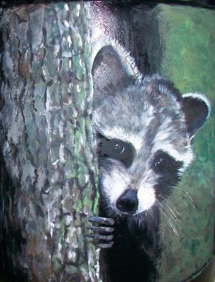 Animals - Rocky Raccoon II - Acrylic On Steel Wclearcoat