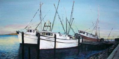 Landscapes  Seascapes - Apalachicola Shrimpers - Acrylic On Board