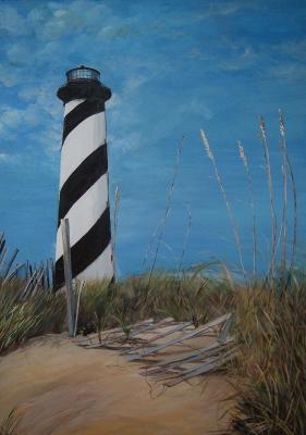 Landscapes  Seascapes - View Of Cape Hatteras Lighthouse - Acrylic On Board