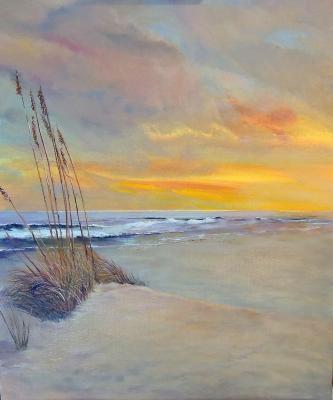 Sunsets  Seascapes - Sunset On The Sand - Acrylic On Canvas