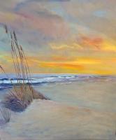 Sunsets  Seascapes - Sunset On The Sand - Acrylic On Canvas