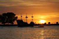 Sunsets - Pirate Ship At Sunset - Digital