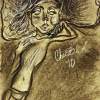 Beauty Slumbers - Pastels Conte Drawings - By Christina Rodriguez, Abstract Dark Drawing Artist