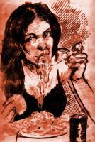 Hogan Art - Woman Eating - Charchoalphototshop