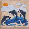 Baby Dolphins - Acrylics Woodwork - By Kevin Froese, Burned In Then Painted Woodwork Artist