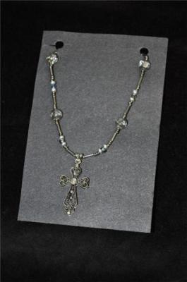 Manchester - Gaslight District Cross Necklace - Glass And Pewter