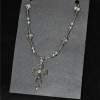 Gaslight District Cross Necklace - Glass And Pewter Jewelry - By Colby Lynch, Gunmetal Jewelry Artist