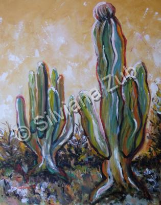 Silvianas Artwork - Cacti In Baja California 1 - Acrylic On Canvas