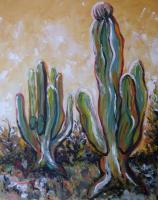 Cacti In Baja California 1 - Acrylic On Canvas Paintings - By Silviana Zub, Contemporary Painting Artist