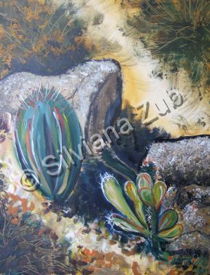 Silvianas Artwork - Cacti In Baja California 2 - Acrylic On Canvas