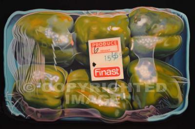 Food - Green Peps In Pepperspective - Oil On Canvas